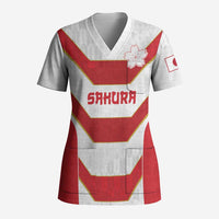 Japan Pacific Rugby 2022-23 Custom Scrub Top Red Sakura Japanese Wave Pattern - Polynesian Pride