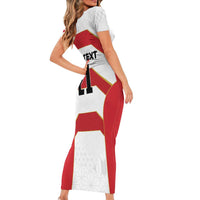 Japan Pacific Rugby 2022-23 Custom Short Sleeve Bodycon Dress Red Sakura Japanese Wave Pattern