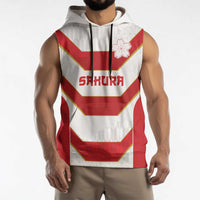 Japan Pacific Rugby 2022-23 Custom Sleeveless Hoodie Red Sakura Japanese Wave Pattern - Polynesian Pride