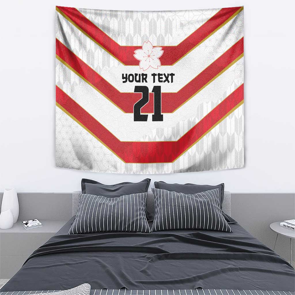 Japan Pacific Rugby 2022-23 Custom Tapestry Red Sakura Japanese Wave Pattern