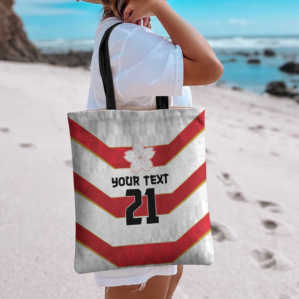 Japan Pacific Rugby 2022-23 Custom Tote Bag Red Sakura Japanese Wave Pattern - Polynesian Pride