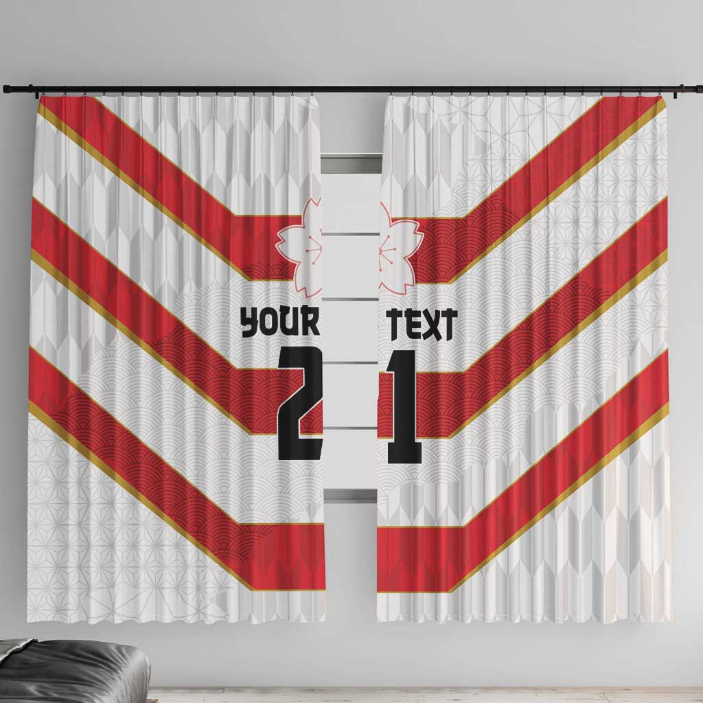 Japan Pacific Rugby 2022-23 Custom Window Curtain Red Sakura Japanese Wave Pattern