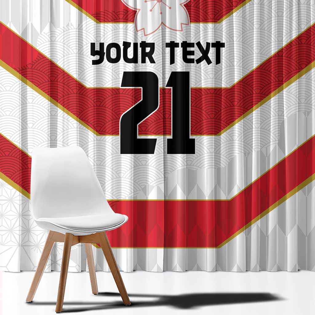 Japan Pacific Rugby 2022-23 Custom Window Curtain Red Sakura Japanese Wave Pattern