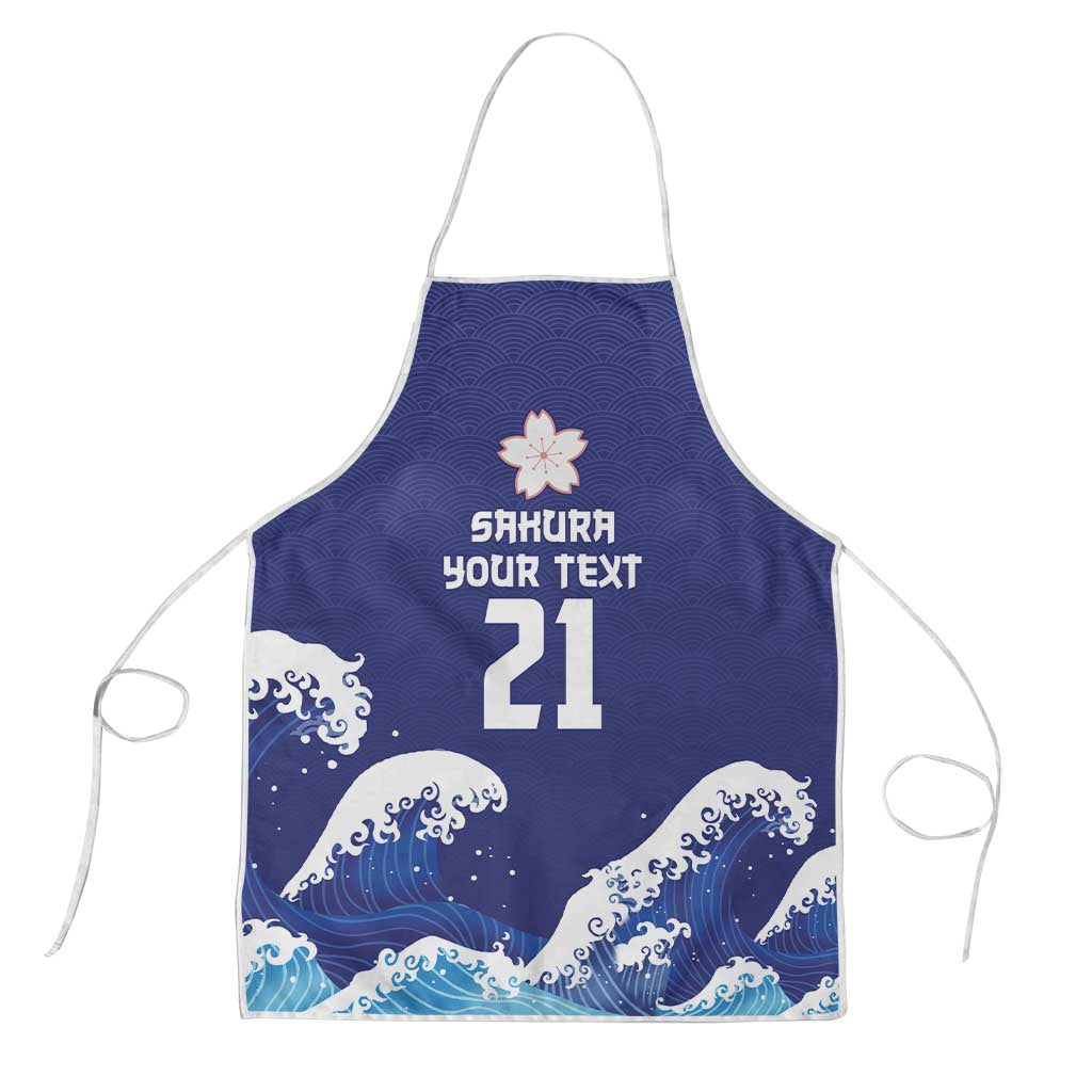 Japan Pacific Rugby Custom Apron Go Sakura Japanese Wave Pattern - Polynesian Pride