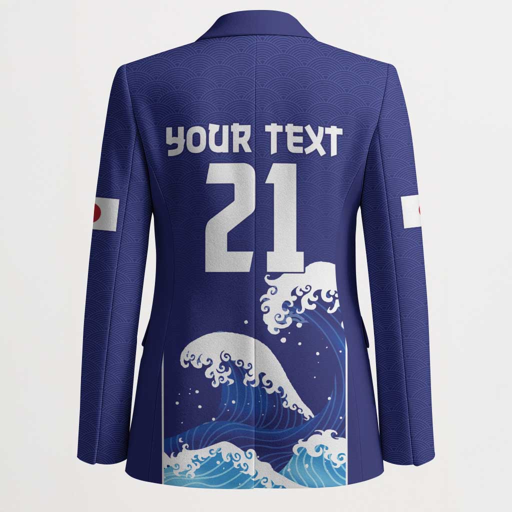 Japan Pacific Rugby Custom Blazer Go Sakura Japanese Wave Pattern - Polynesian Pride