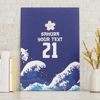 Japan Pacific Rugby Custom Canvas Wall Art Go Sakura Japanese Wave Pattern