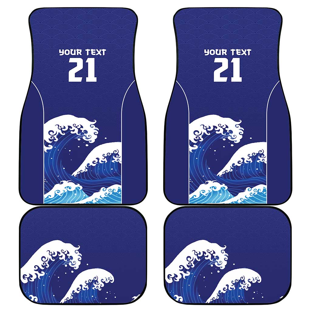 Japan Pacific Rugby Custom Car Mats Go Sakura Japanese Wave Pattern