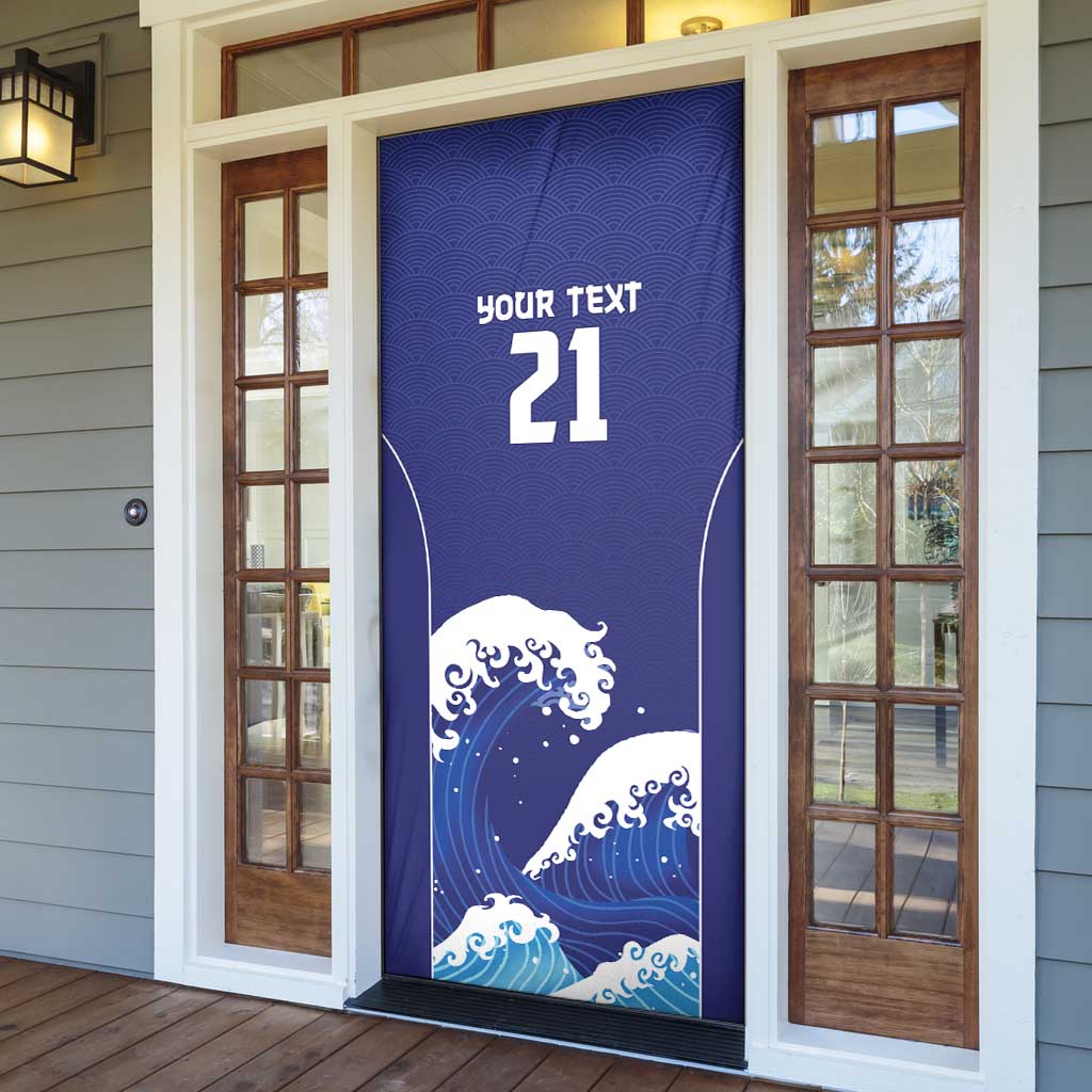 Japan Pacific Rugby Custom Door Cover Go Sakura Japanese Wave Pattern - Polynesian Pride