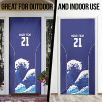 Japan Pacific Rugby Custom Door Cover Go Sakura Japanese Wave Pattern - Polynesian Pride