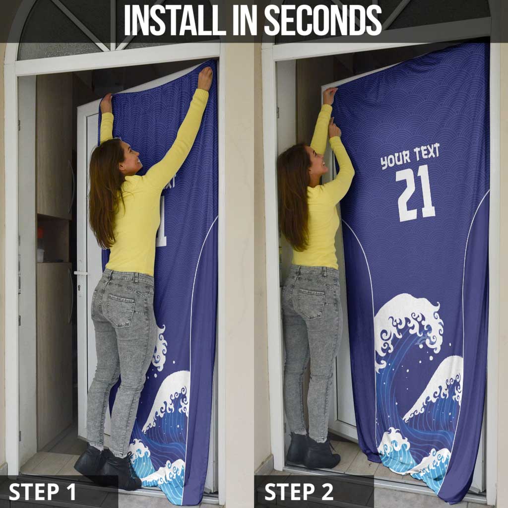 Japan Pacific Rugby Custom Door Cover Go Sakura Japanese Wave Pattern - Polynesian Pride