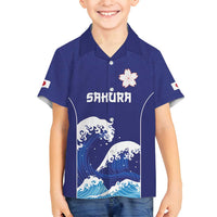 Japan Pacific Rugby Custom Family Matching Puletasi and Hawaiian Shirt Go Sakura Japanese Wave Pattern