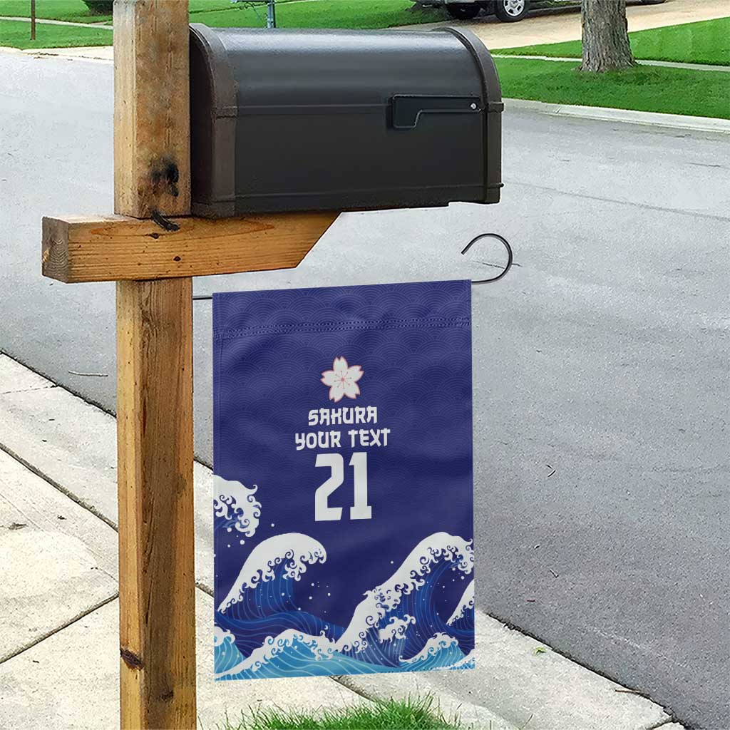 Japan Pacific Rugby Custom Garden Flag Go Sakura Japanese Wave Pattern