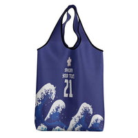Japan Pacific Rugby Custom Grocery Bag Go Sakura Japanese Wave Pattern