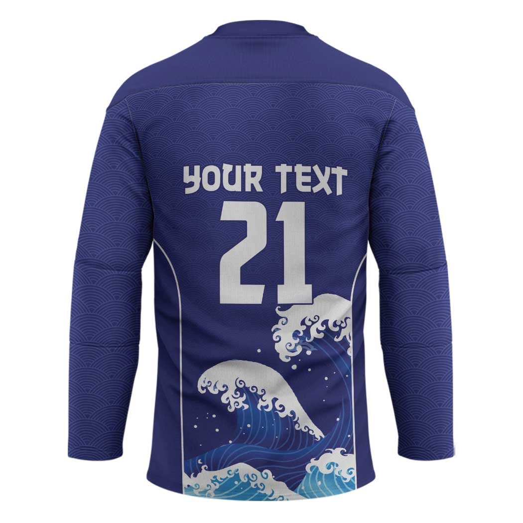 Japan Pacific Rugby Custom Hockey Jersey Go Sakura Japanese Wave Pattern - Polynesian Pride
