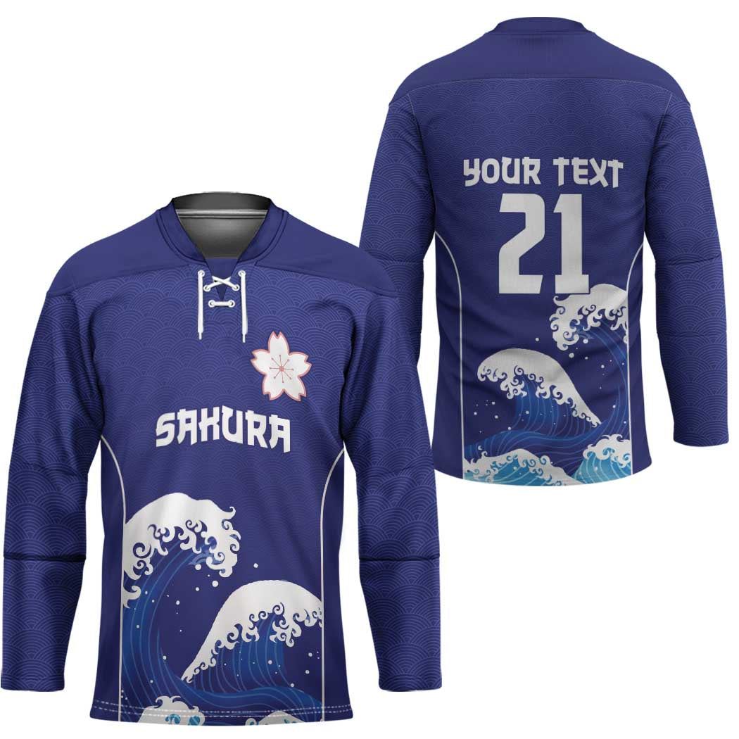 Japan Pacific Rugby Custom Hockey Jersey Go Sakura Japanese Wave Pattern - Polynesian Pride