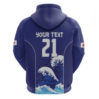 Japan Pacific Rugby Custom Hoodie Go Sakura Japanese Wave Pattern