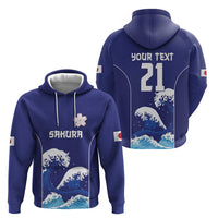 Japan Pacific Rugby Custom Hoodie Go Sakura Japanese Wave Pattern