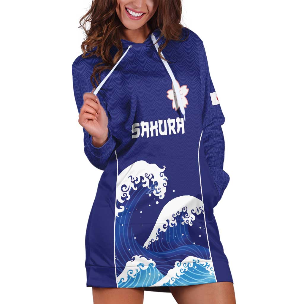 Japan Pacific Rugby Custom Hoodie Dress Go Sakura Japanese Wave Pattern