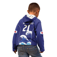 Japan Pacific Rugby Custom Kid Hoodie Go Sakura Japanese Wave Pattern