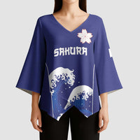 Japan Pacific Rugby Custom Kimono Sleeve Blouse Go Sakura Japanese Wave Pattern - Polynesian Pride