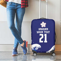 Japan Pacific Rugby Custom Luggage Cover Go Sakura Japanese Wave Pattern