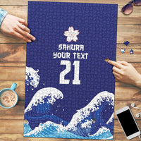 Japan Pacific Rugby Custom Puzzle Go Sakura Japanese Wave Pattern - Polynesian Pride