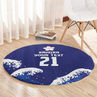 Japan Pacific Rugby Custom Round Carpet Go Sakura Japanese Wave Pattern