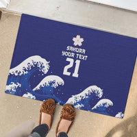 Japan Pacific Rugby Custom Rubber Doormat Go Sakura Japanese Wave Pattern