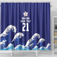 Japan Pacific Rugby Custom Shower Curtain Go Sakura Japanese Wave Pattern