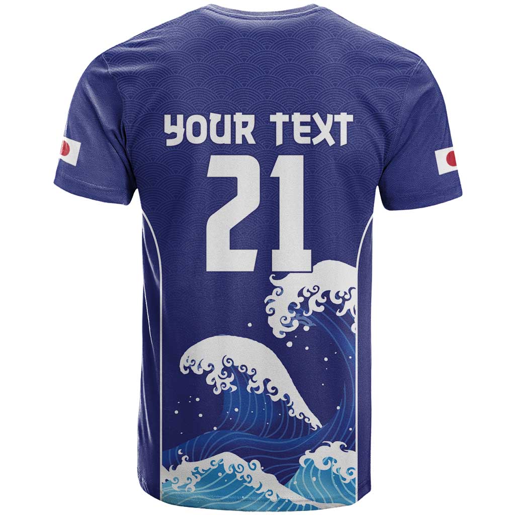 Japan Pacific Rugby Custom T Shirt Go Sakura Japanese Wave Pattern