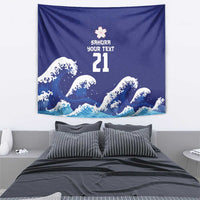 Japan Pacific Rugby Custom Tapestry Go Sakura Japanese Wave Pattern