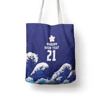 Japan Pacific Rugby Custom Tote Bag Go Sakura Japanese Wave Pattern - Polynesian Pride
