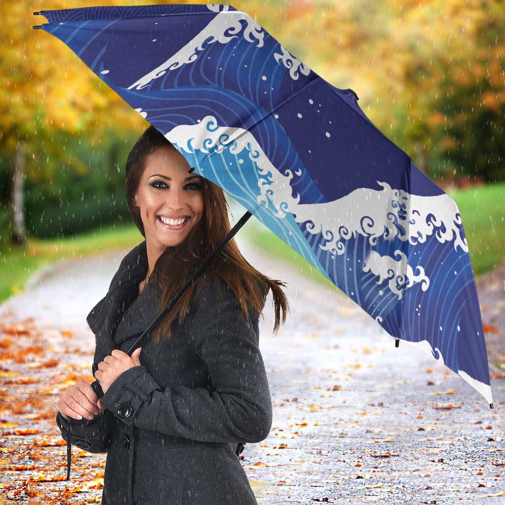 Japan Pacific Rugby Custom Umbrella Go Sakura Japanese Wave Pattern - Polynesian Pride