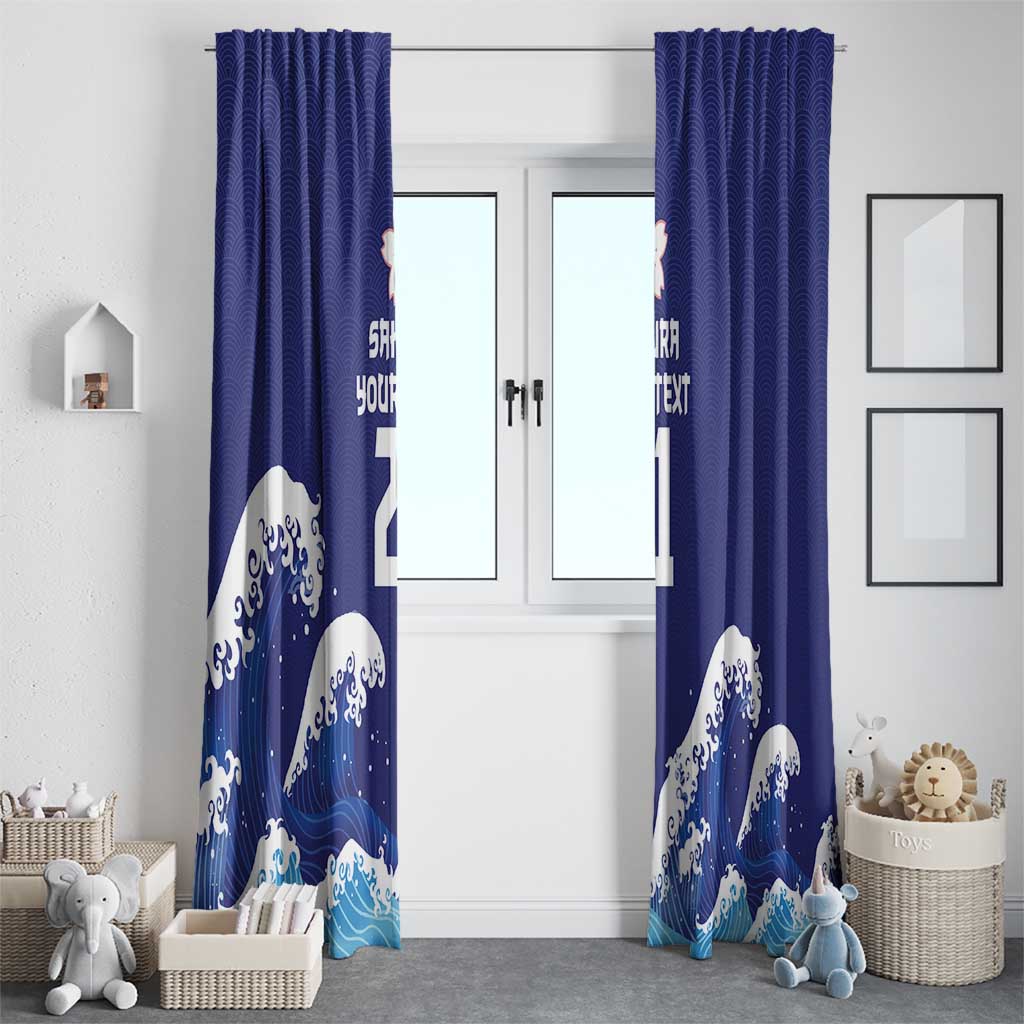 Japan Pacific Rugby Custom Window Curtain Go Sakura Japanese Wave Pattern