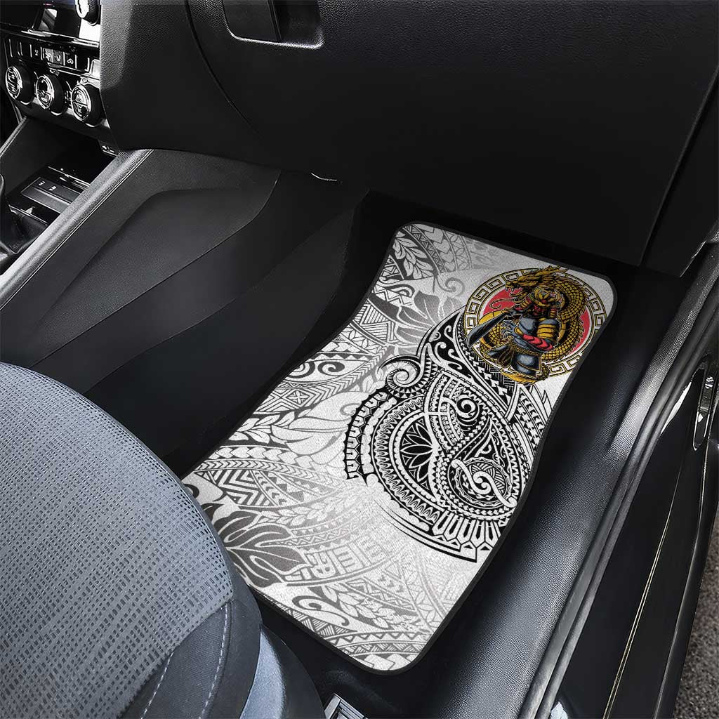 Japanese Samurai Warrior Car Mats White Polynesian Tattoo Style