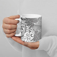 Japanese Samurai Warrior Ceramic Mug White Polynesian Tattoo Style - Polynesian Pride