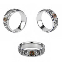 Japanese Samurai Warrior Classic Ring White Polynesian Tattoo Style - Polynesian Pride