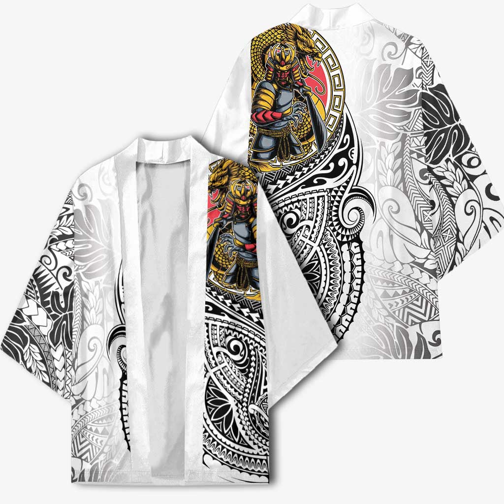 Japanese Samurai Warrior Kimono White Polynesian Tattoo Style - Polynesian Pride