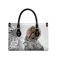 Japanese Samurai Warrior Leather Bag White Polynesian Tattoo Style - Polynesian Pride