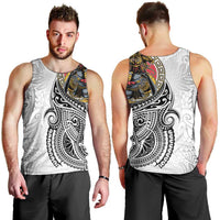 Japanese Samurai Warrior Men Tank Top White Polynesian Tattoo Style