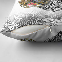 Japanese Samurai Warrior Pillow Cover White Polynesian Tattoo Style - Polynesian Pride