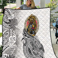 Japanese Samurai Warrior Quilt White Polynesian Tattoo Style