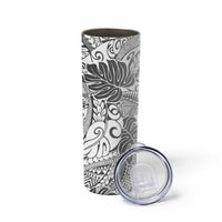 Japanese Samurai Warrior Skinny Tumbler White Polynesian Tattoo Style