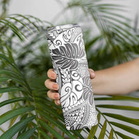 Japanese Samurai Warrior Skinny Tumbler White Polynesian Tattoo Style