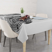 Japanese Samurai Warrior Tablecloth White Polynesian Tattoo Style