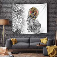 Japanese Samurai Warrior Tapestry White Polynesian Tattoo Style