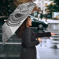 Japanese Samurai Warrior Umbrella White Polynesian Tattoo Style - Polynesian Pride