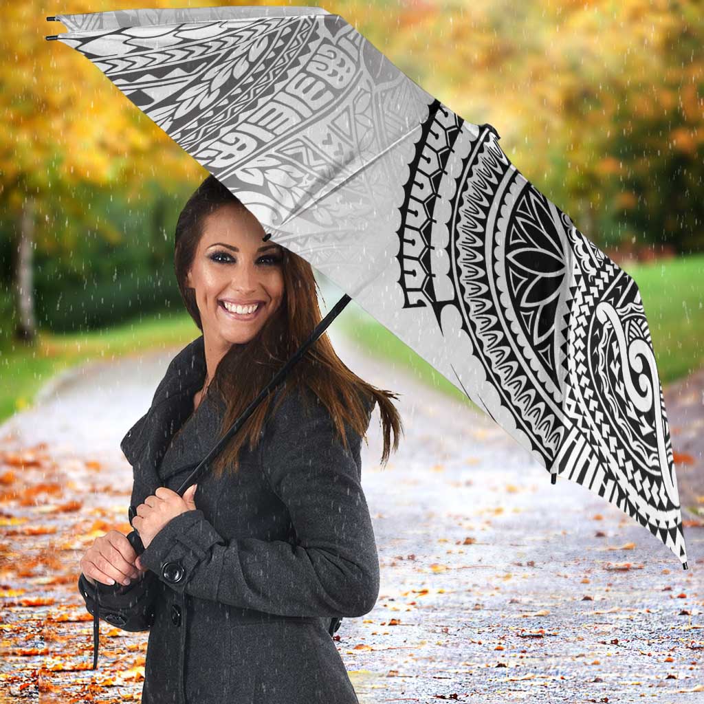 Japanese Samurai Warrior Umbrella White Polynesian Tattoo Style - Polynesian Pride
