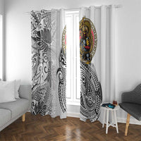 Japanese Samurai Warrior Window Curtain White Polynesian Tattoo Style