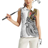 Japanese Samurai Warrior Women Sleeveless Polo Shirt White Polynesian Tattoo Style LT9 - Polynesian Pride